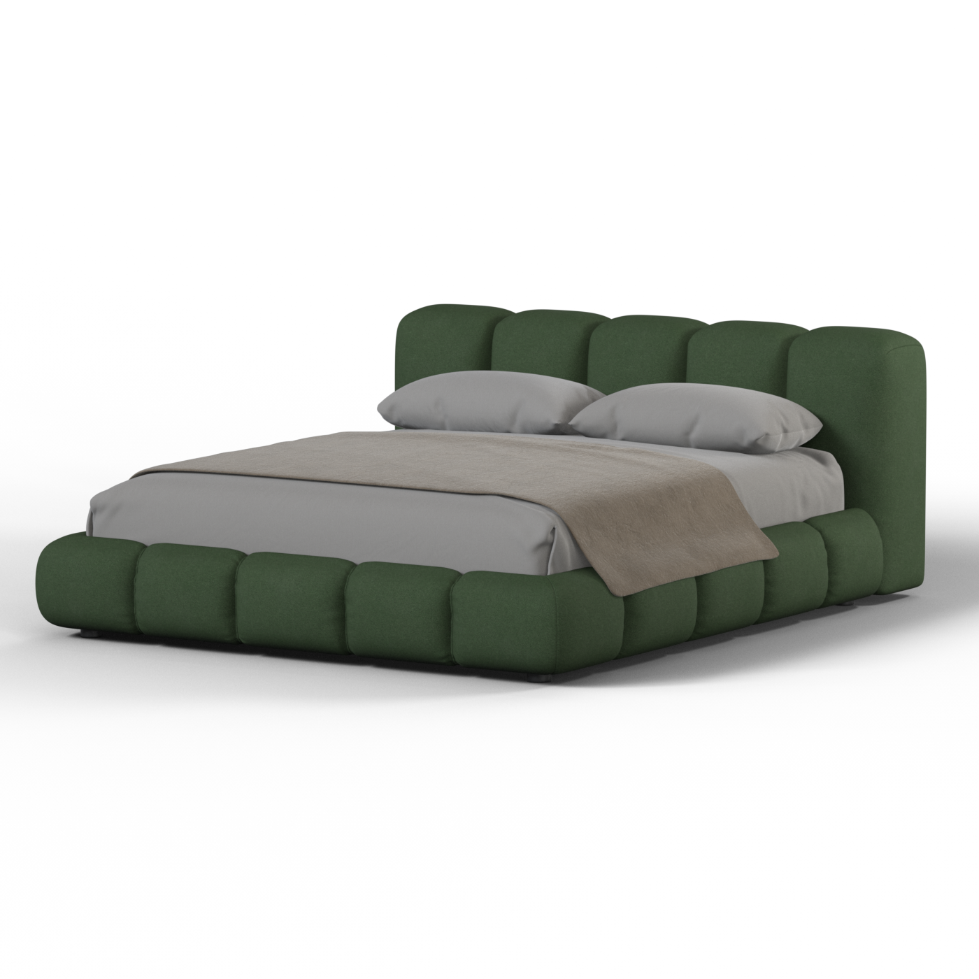 Fluffy Upholstered Bed Frame in Textured Bouclé