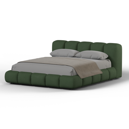 Fluffy Upholstered Bed Frame in Textured Bouclé