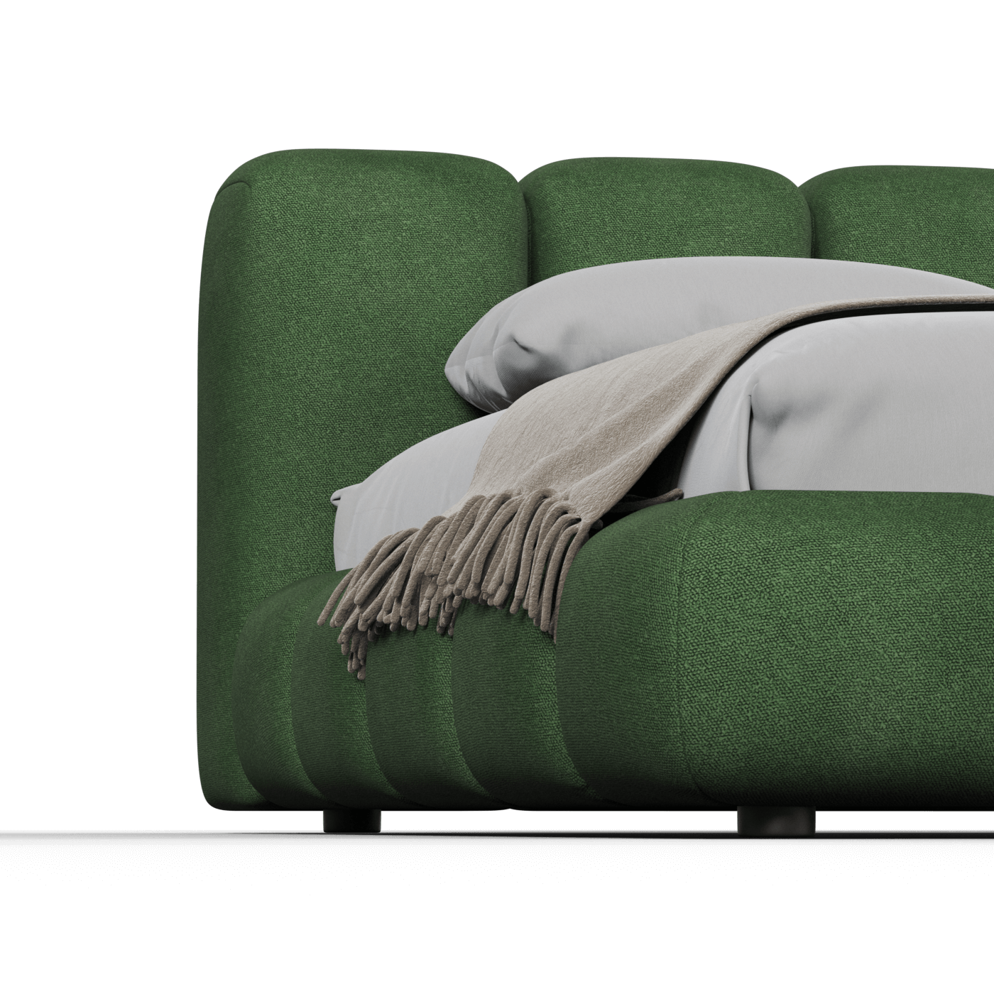 Fluffy Upholstered Bed Frame in Textured Bouclé