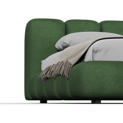 Fluffy Upholstered Bed Frame in Textured Bouclé