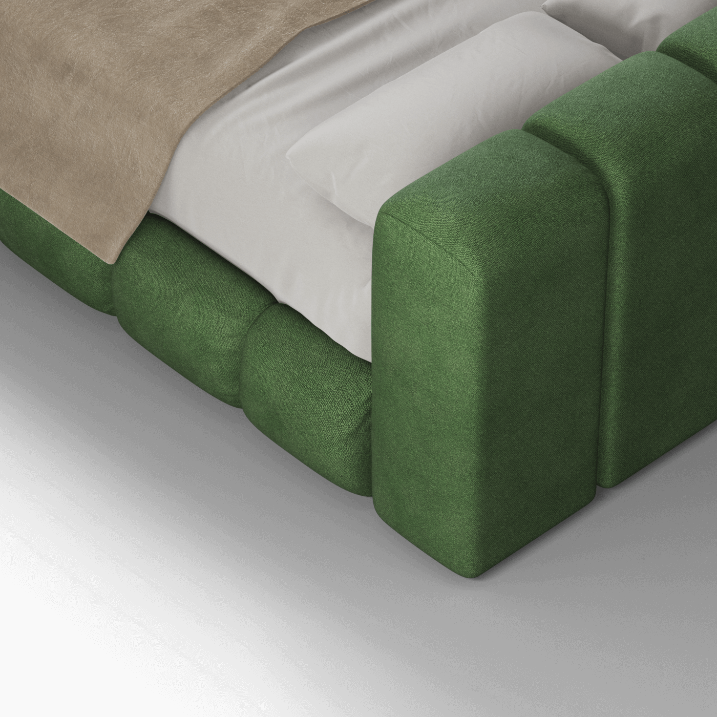Fluffy Upholstered Bed Frame in Textured Bouclé