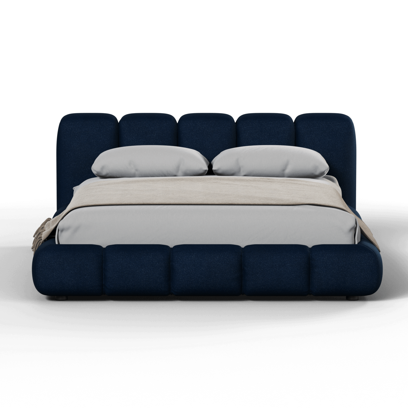 Fluffy Upholstered Bed Frame in Textured Bouclé