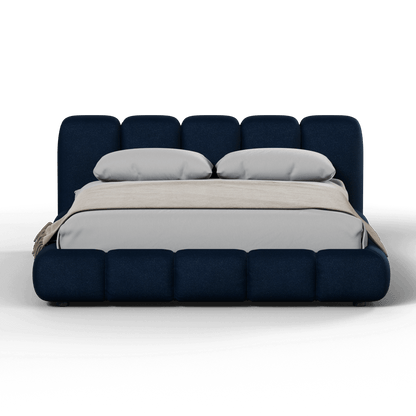 Fluffy Upholstered Bed Frame in Textured Bouclé