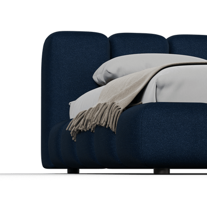 Fluffy Upholstered Bed Frame in Textured Bouclé