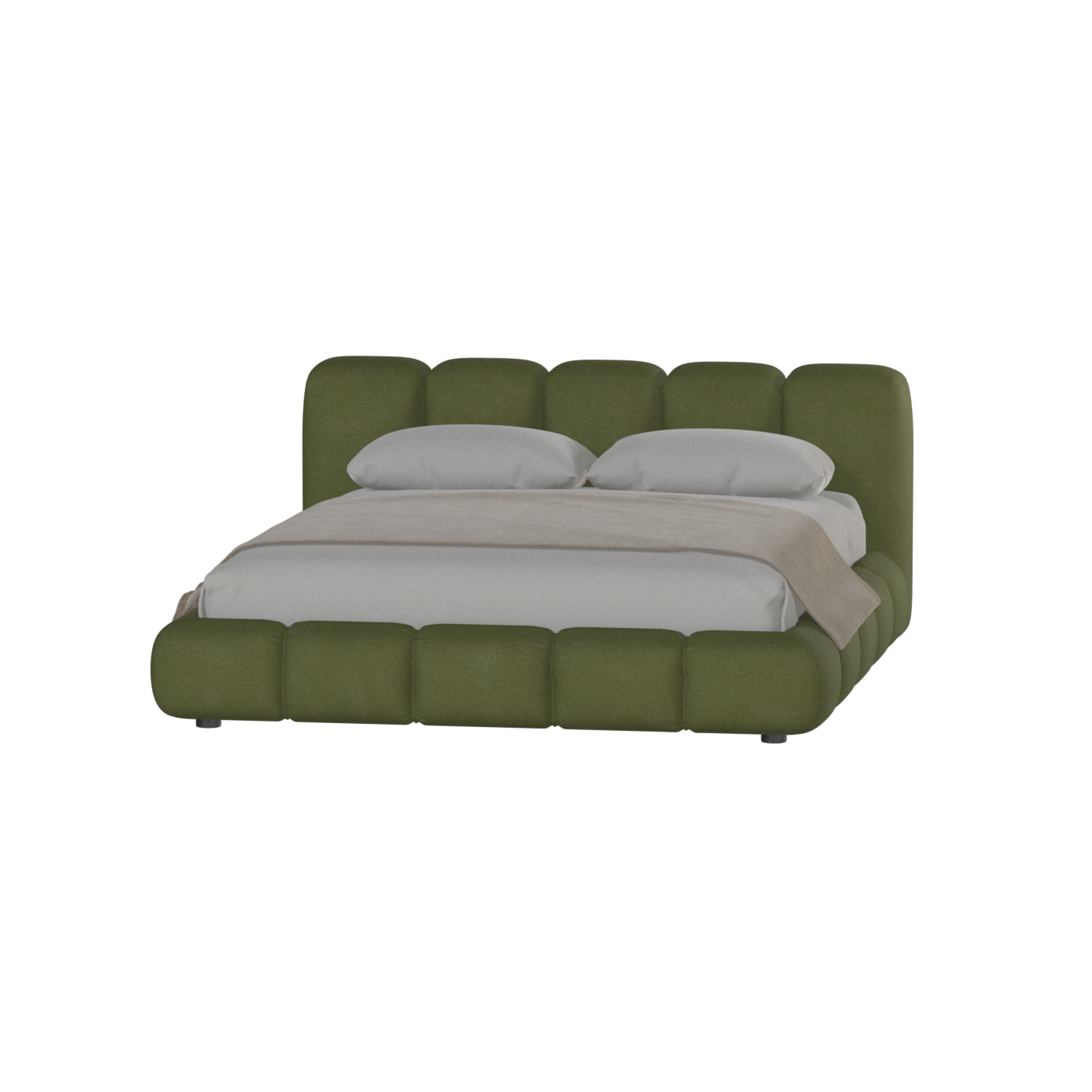 Fluffy Upholstered Bed Frame in Textured Bouclé