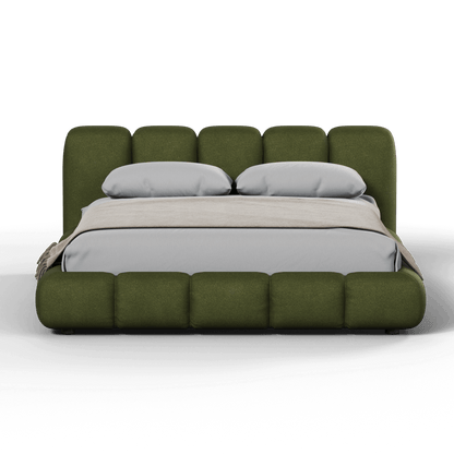 Fluffy Upholstered Bed Frame in Textured Bouclé