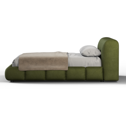Fluffy Upholstered Bed Frame in Textured Bouclé