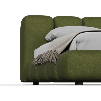 Fluffy Upholstered Bed Frame in Textured Bouclé