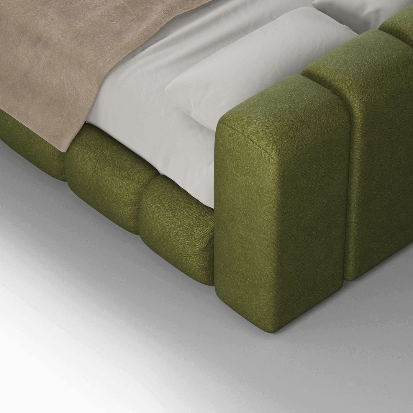 Fluffy Upholstered Bed Frame in Textured Bouclé