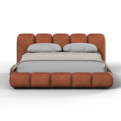 Fluffy Upholstered Bed Frame in Textured Bouclé