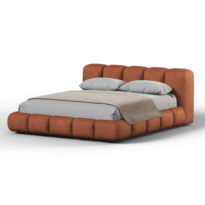 Fluffy Upholstered Bed Frame in Textured Bouclé