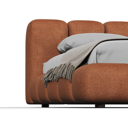 Fluffy Upholstered Bed Frame in Textured Bouclé