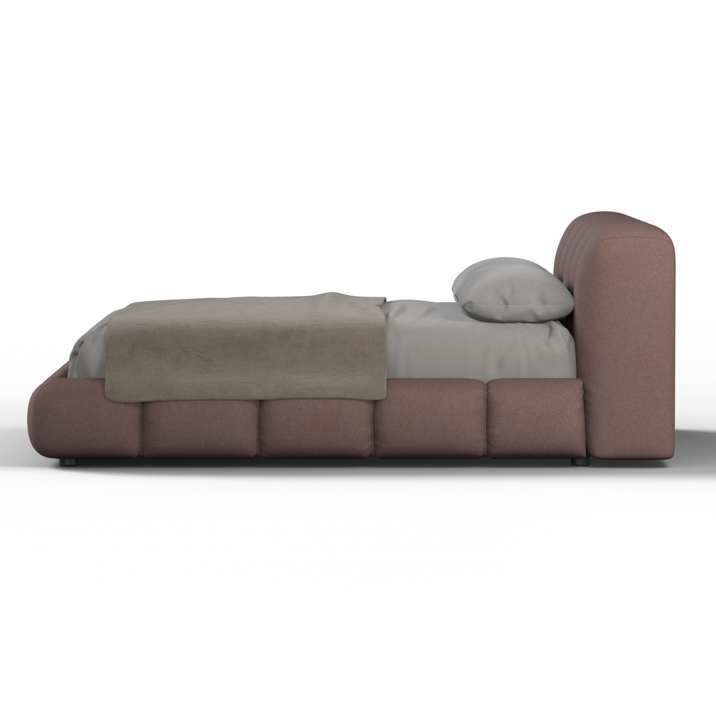 Fluffy Upholstered Bed Frame in Textured Bouclé