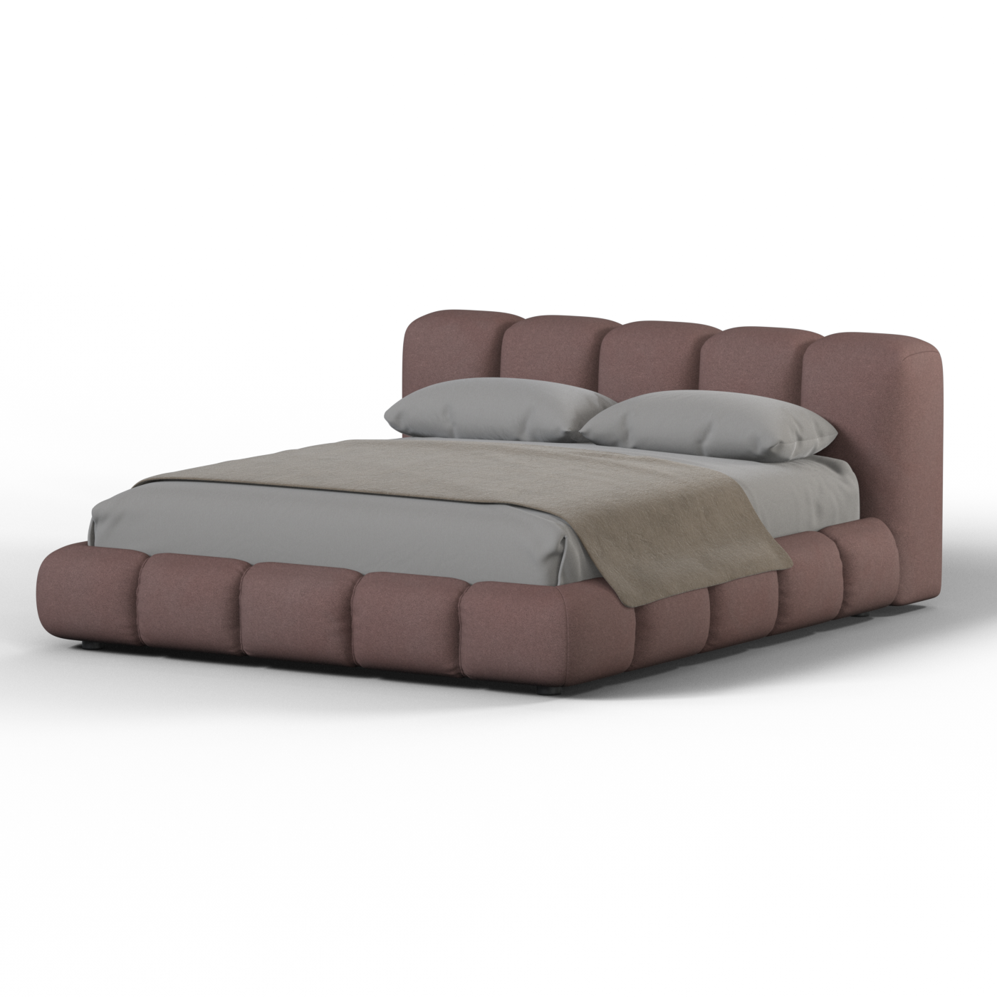 Fluffy Upholstered Bed Frame in Textured Bouclé
