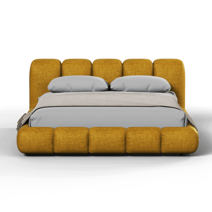 Fluffy Upholstered Bed Frame in Textured Bouclé