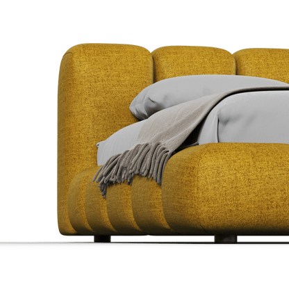 Fluffy Upholstered Bed Frame in Textured Bouclé