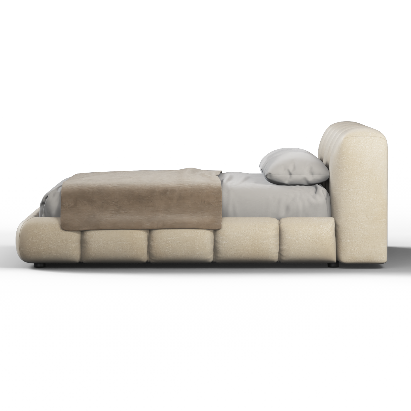 Fluffy Upholstered Bed Frame in Textured Bouclé