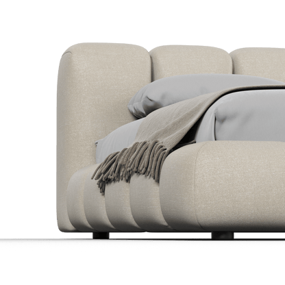 Fluffy Upholstered Bed Frame in Textured Bouclé