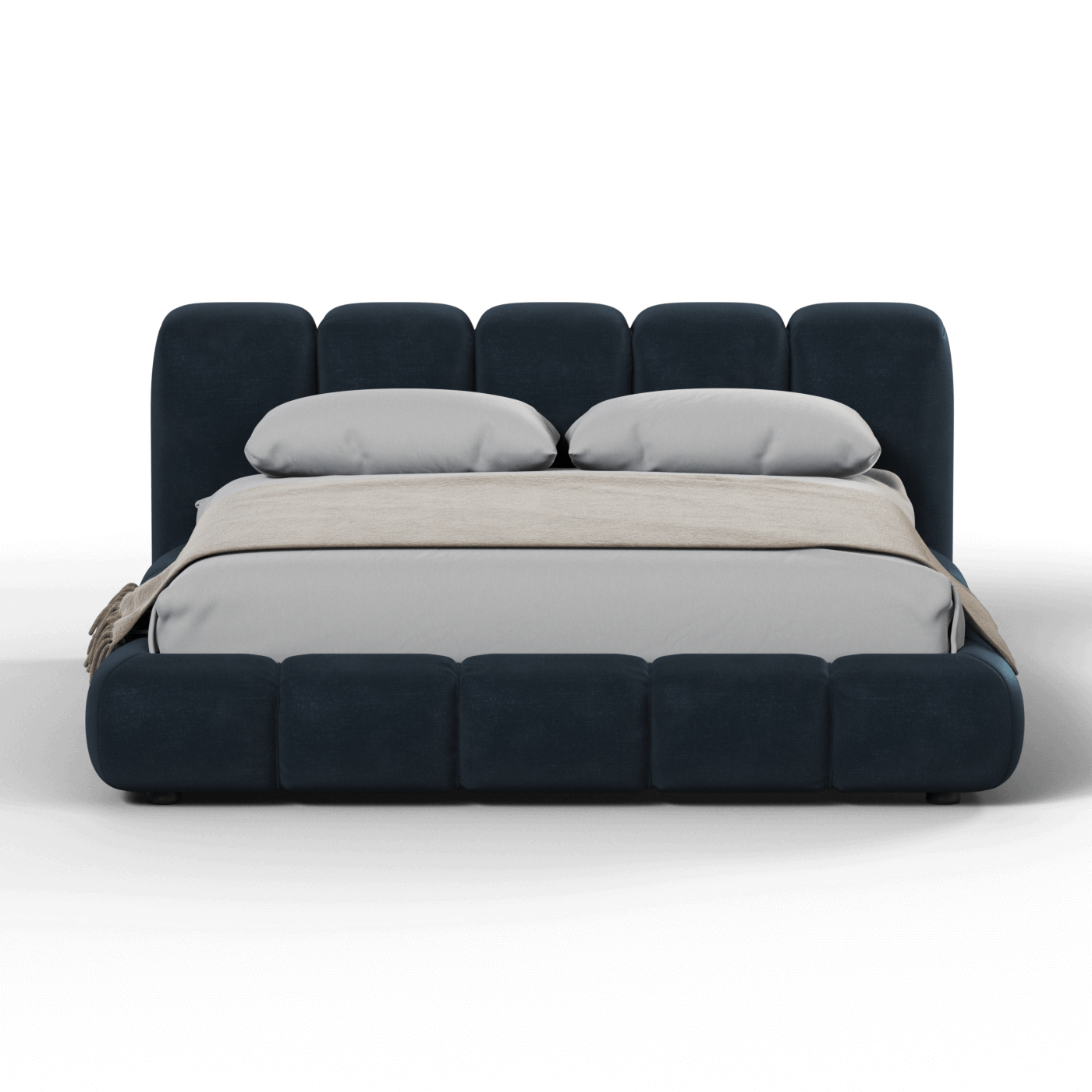Fluffy Upholstered Bed Frame in Textured Bouclé