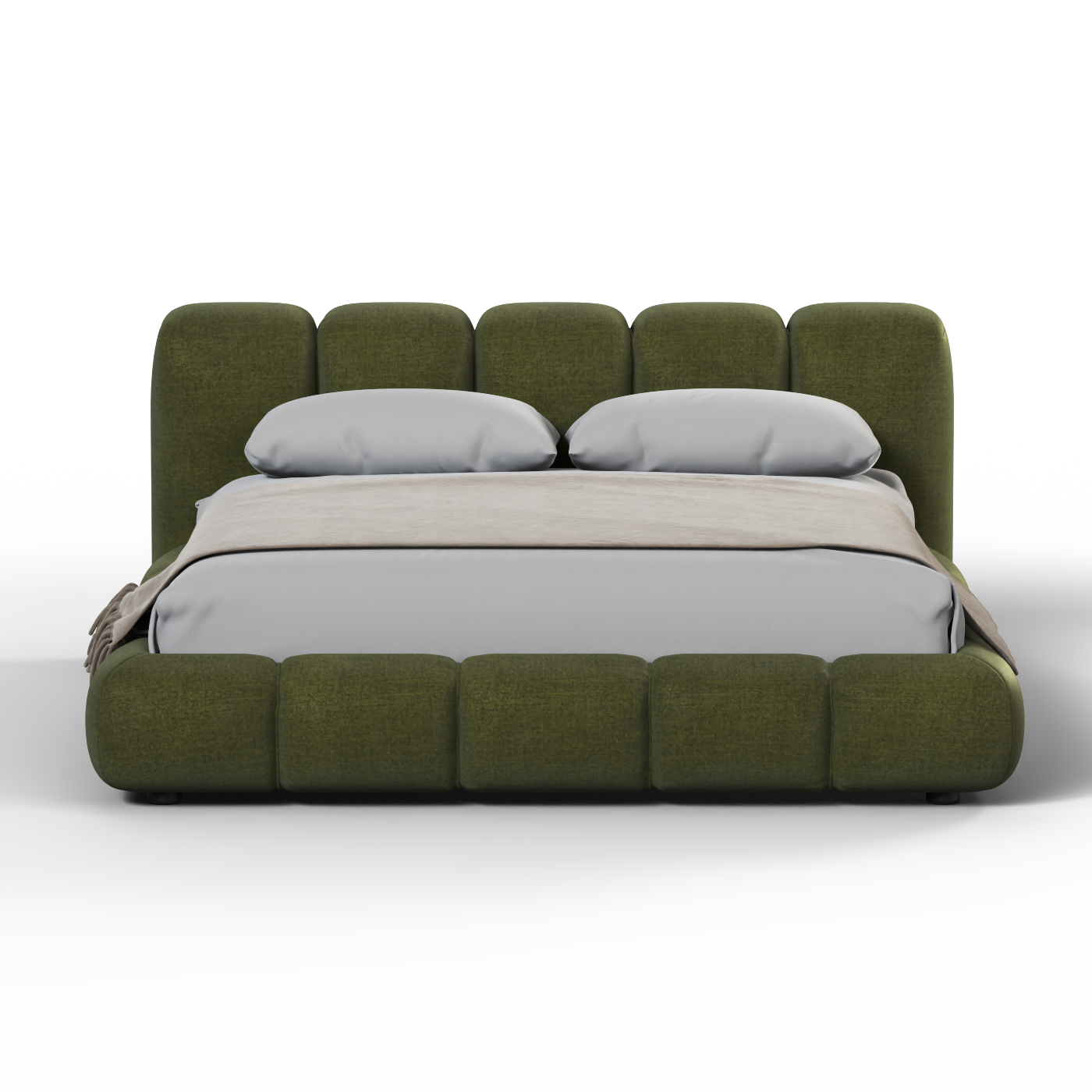 Fluffy Upholstered Bed Frame in Textured Bouclé