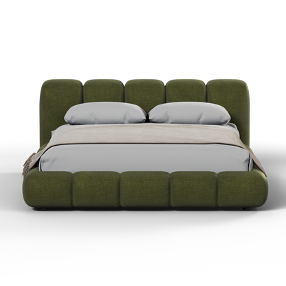 Fluffy Upholstered Bed Frame in Textured Bouclé