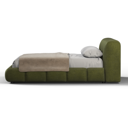 Fluffy Upholstered Bed Frame in Textured Bouclé