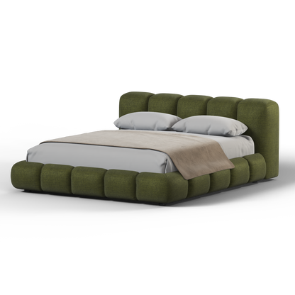 Fluffy Upholstered Bed Frame in Textured Bouclé