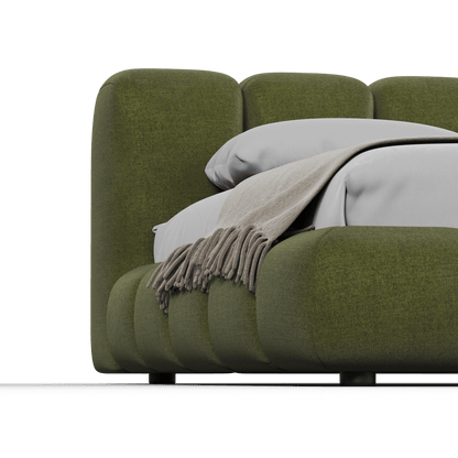 Fluffy Upholstered Bed Frame in Textured Bouclé