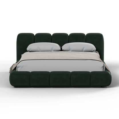 Fluffy Upholstered Bed Frame in Textured Bouclé