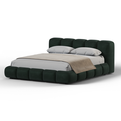 Fluffy Upholstered Bed Frame in Textured Bouclé