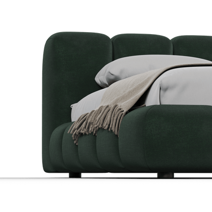 Fluffy Upholstered Bed Frame in Textured Bouclé