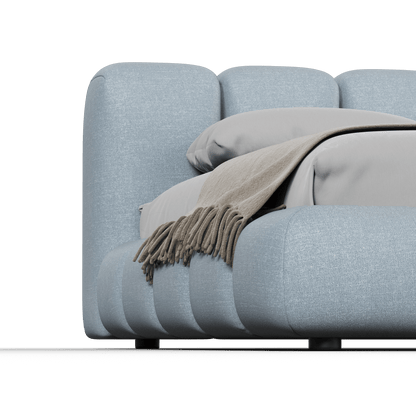 Fluffy Upholstered Bed Frame in Textured Bouclé