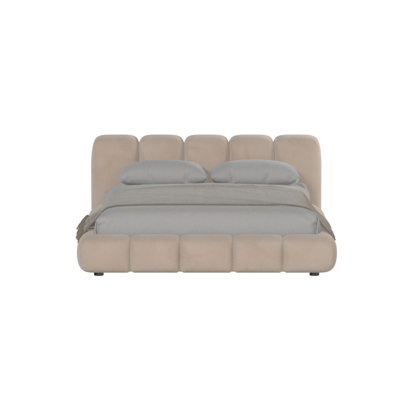 Fluffy Upholstered Bed Frame in Textured Bouclé