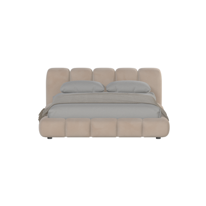 Fluffy Upholstered Bed Frame in Textured Bouclé