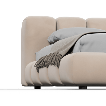 Fluffy Upholstered Bed Frame in Textured Bouclé