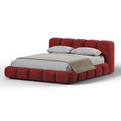Fluffy Upholstered Bed Frame in Textured Bouclé