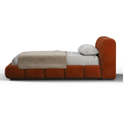 Fluffy Upholstered Bed Frame in Textured Bouclé