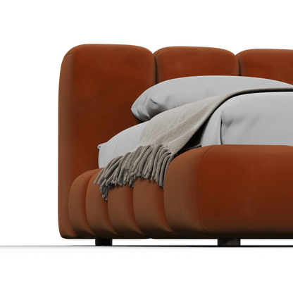 Fluffy Upholstered Bed Frame in Textured Bouclé