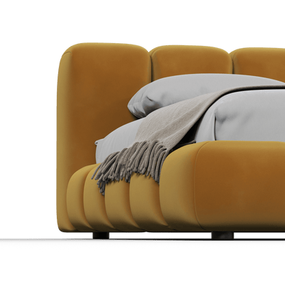 Fluffy Upholstered Bed Frame in Textured Bouclé
