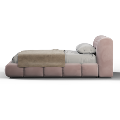 Fluffy Upholstered Bed Frame in Textured Bouclé