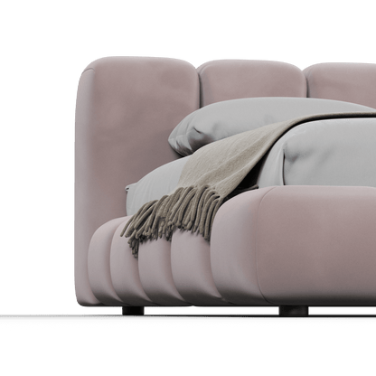 Fluffy Upholstered Bed Frame in Textured Bouclé