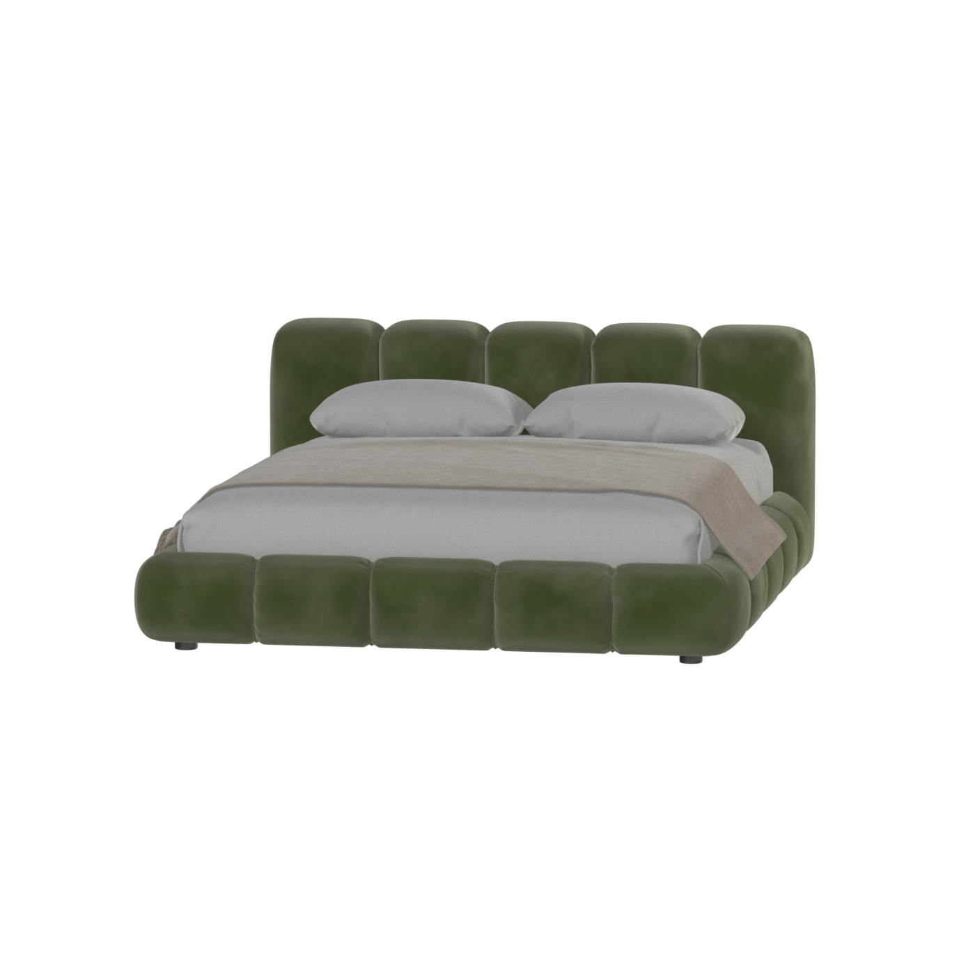Fluffy Upholstered Bed Frame in Textured Bouclé