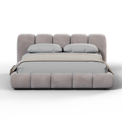 Fluffy Upholstered Bed Frame in Textured Bouclé