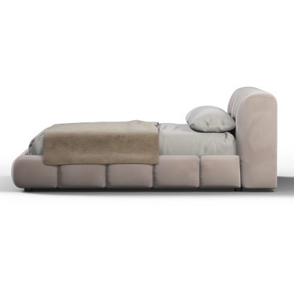 Fluffy Upholstered Bed Frame in Textured Bouclé