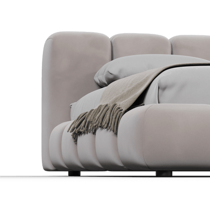 Fluffy Upholstered Bed Frame in Textured Bouclé