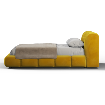 Fluffy Upholstered Bed Frame in Textured Bouclé