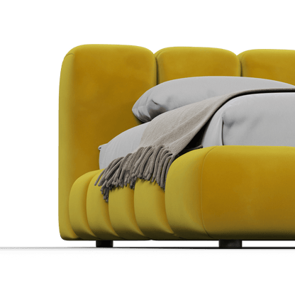 Fluffy Upholstered Bed Frame in Textured Bouclé