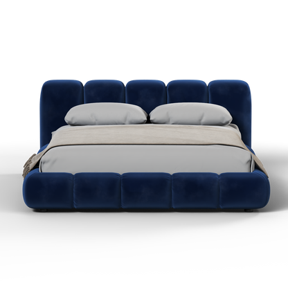 Fluffy Upholstered Bed Frame in Textured Bouclé