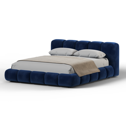 Fluffy Upholstered Bed Frame in Textured Bouclé
