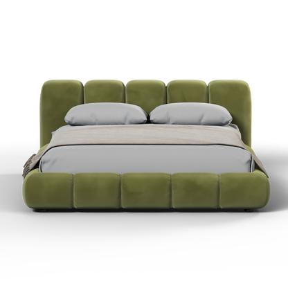Fluffy Upholstered Bed Frame in Textured Bouclé